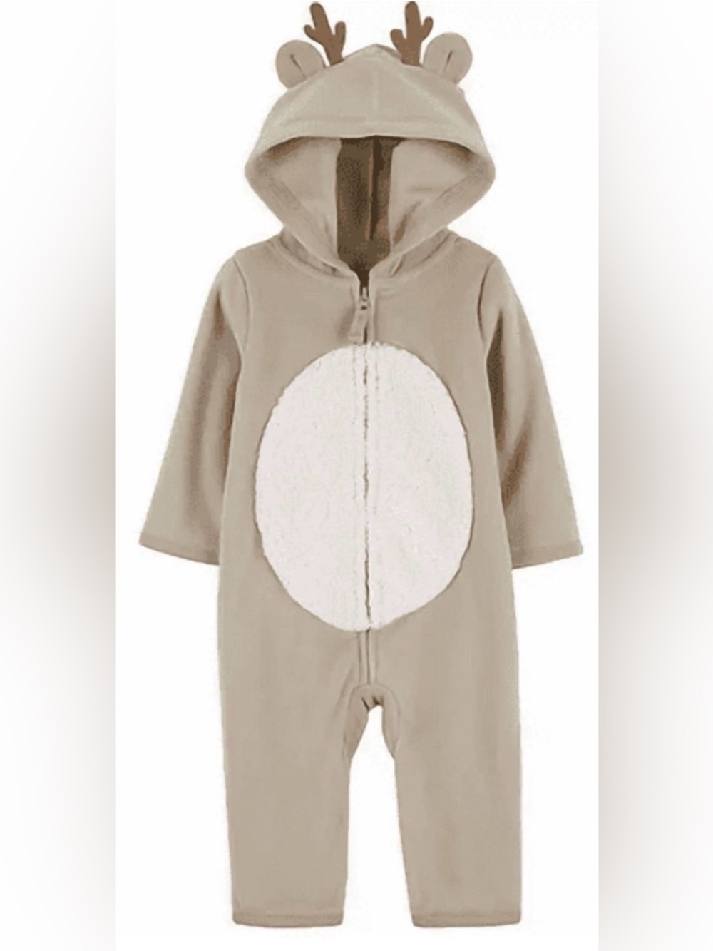 Carter’s 1 Piece Hooded Sherpa ReindeerJumpsuit Full Front Zipping Brand New!